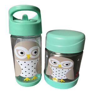 3 sprouts Owl Water bottle and stainless steel food jar set